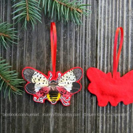 Spotted Lanternfly Felt Christmas Tree Ornament